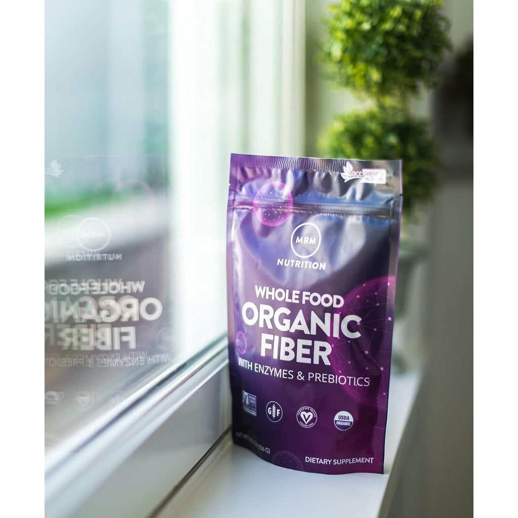 MRM Whole Food Organic Fiber with Enzymes & Prebiotics - Organic High Fiber Powder Supplement for Daily Digestive Support, Soluble & Insoluble Dietary Fiber, Prebiotic Blend, 6 G Fiber - 32 Servings