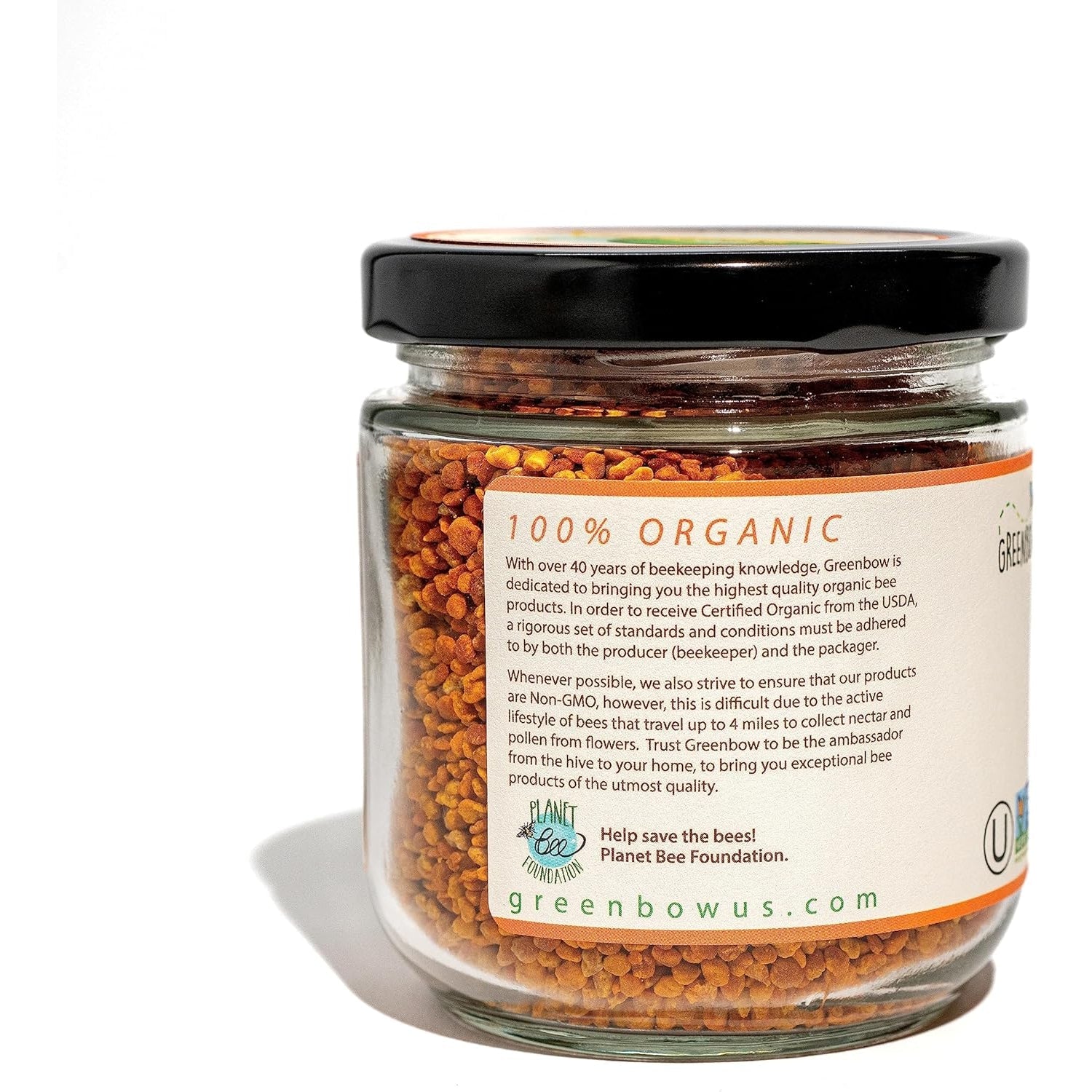 Greenbow Organic Bee Pollen - 100% USDA Certified Organic, Non-Gmo, Halal, Kosher Certified, GMP, Pure & Natural Bee Pollen - Superfood Packed with Proteins, Vitamins & Minerals - Gluten Free - 155G