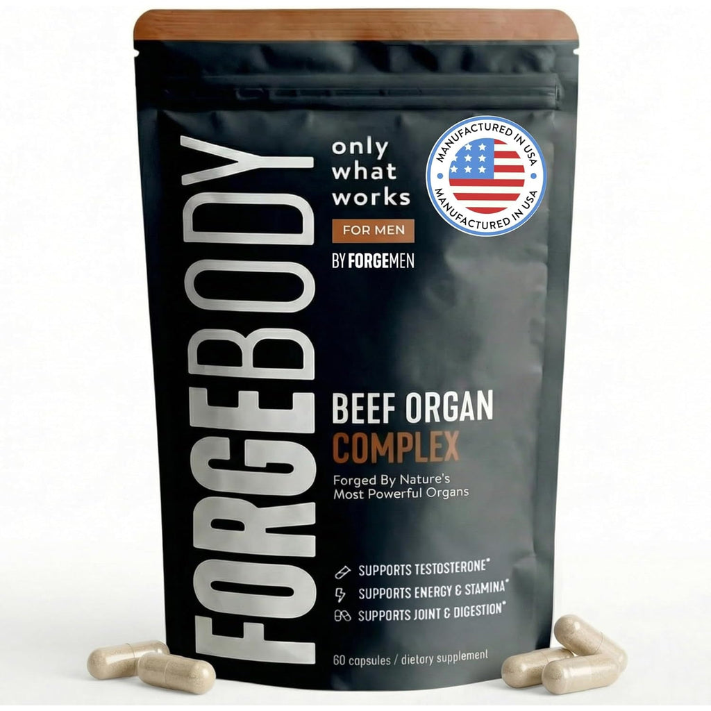 FORGEBODY® Beef Organ Complex Capsules [1 Month] - 100% Grass Fed Beef Organ Supplement with Blend of Liver, Heart, Bone Marrow, Pancreas & Testicles - Supports Body Health & Brain Function (Non-Gmo)
