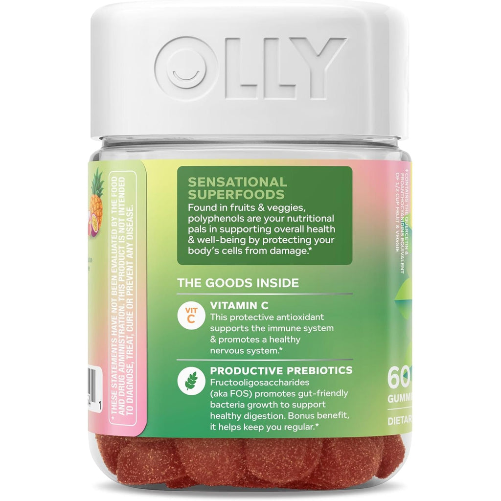 OLLY Supergood Superfoods Gummies, Supports Immune System & Digestive Health,* 15 Superfoods, Prebiotics, Vitamin C, Tropical Bliss Flavor, 20 Day Supply - 60 Count