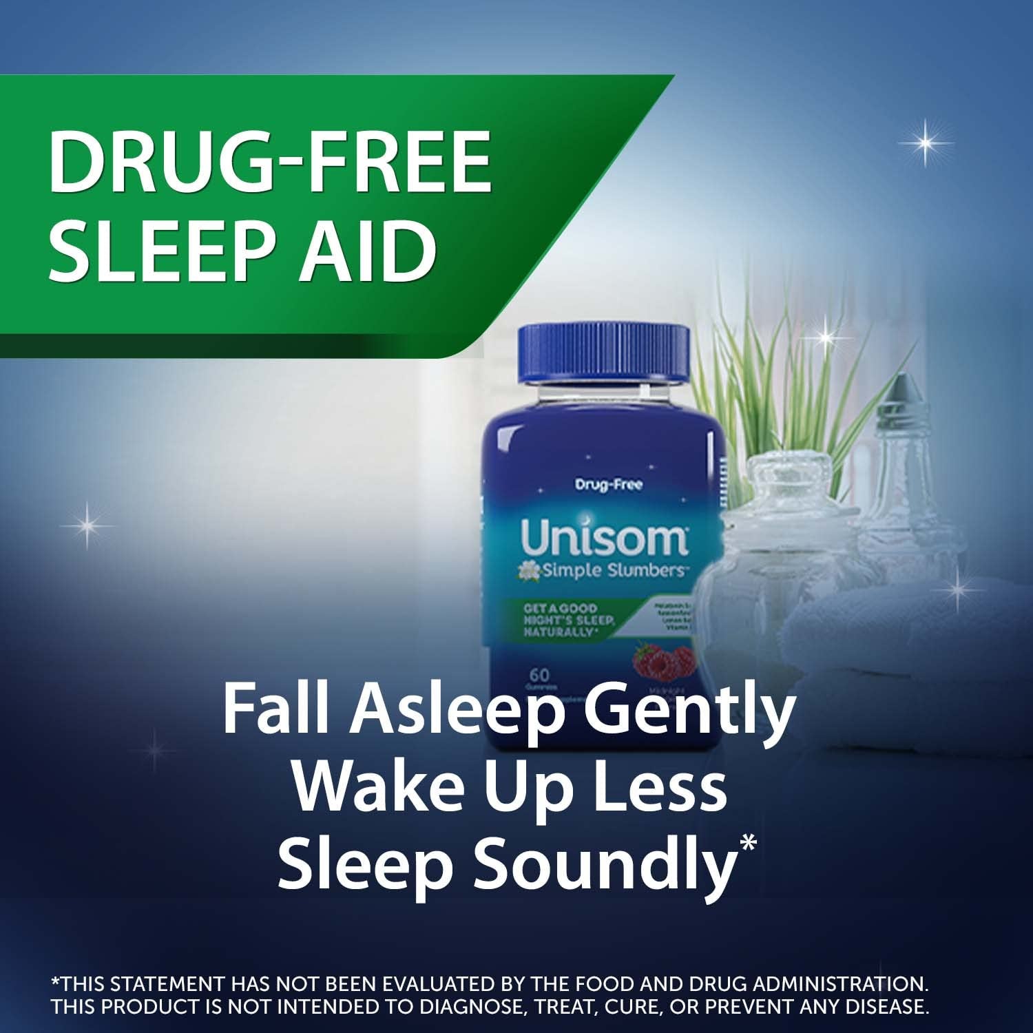 Unisom Simple Slumbers Drug-Free Sleep Aid Gummies, Melatonin 5Mg, Sleep Support for Adults, Midnight Raspberry Flavor, 120 Count
