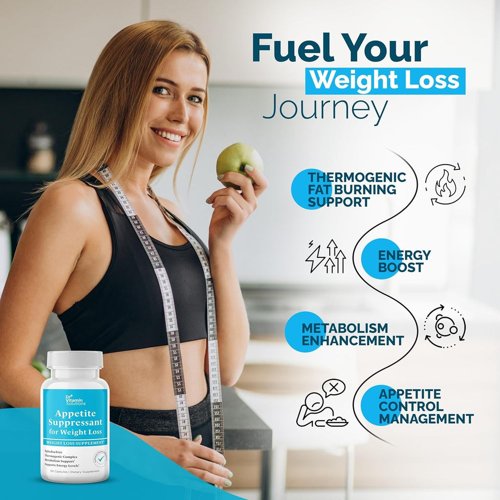 Appetite Suppressant for Weight Loss - Diet Pills for Women W/ Garcinia, Ginger Root, Guarana - Thermogenic Fat Burner & Metabolism Booster for Women & Men | Belly Fat + Energy Support, 60 Caps