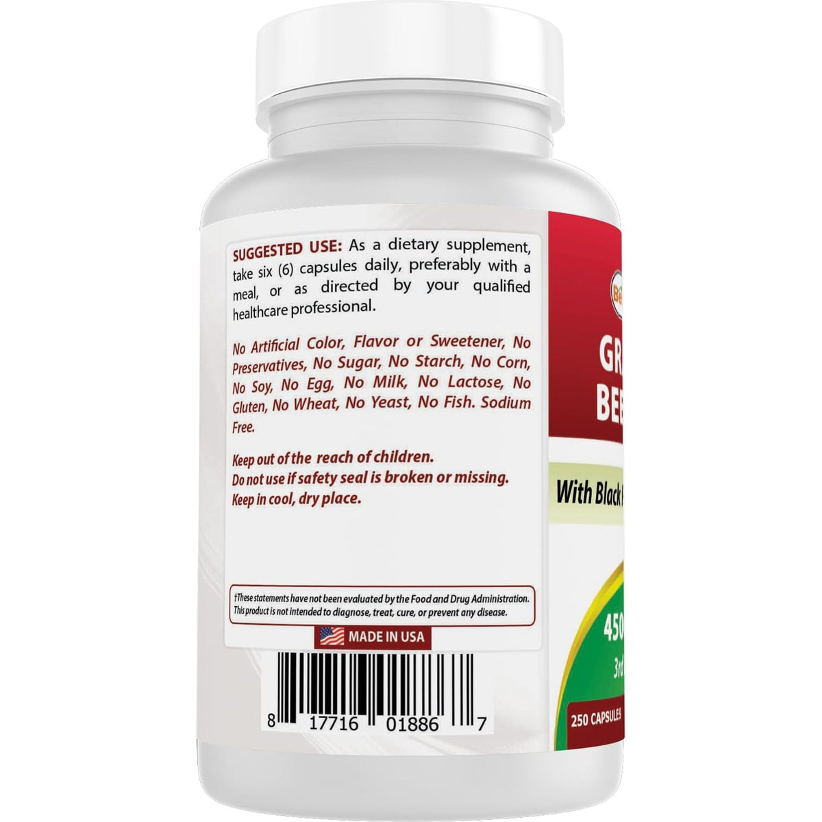 Best Naturals Grass Fed Beef Liver Capsules 4500Mg 250 Count - Desiccated Supplement - Energy Production, Detoxification, Digestion, Immunity - Added Black Pepper Extract for Maximum Absorption.