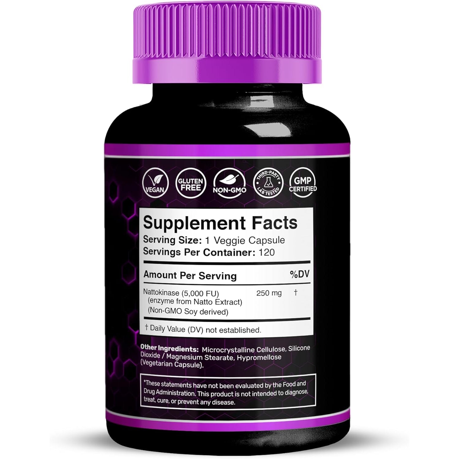 Nattokinase Supplement Capsules 5000 FU, Third-Party Tested Nattokinase – Enzymes from Japanese Natto – Daily Wellness Support – 120 Count (Pack of 1)