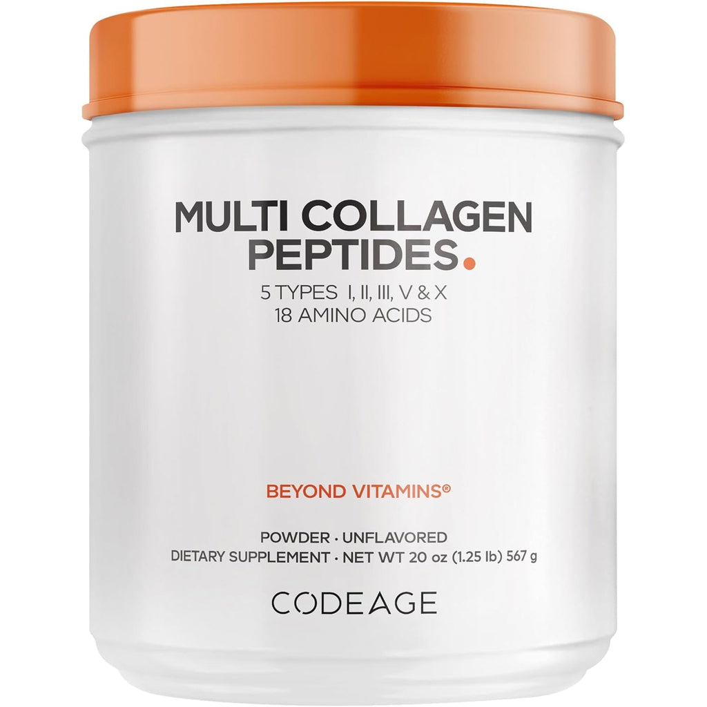 Codeage Multi Collagen Protein Powder Peptides, Hydrolyzed Collagen for Women & Men, Collagen Supplements, Grass Fed Bone Broth, 2-Month Supply, Unflavored, Type 1, 2, 3, 5 & 10, Non-Gmo - 20 OZ