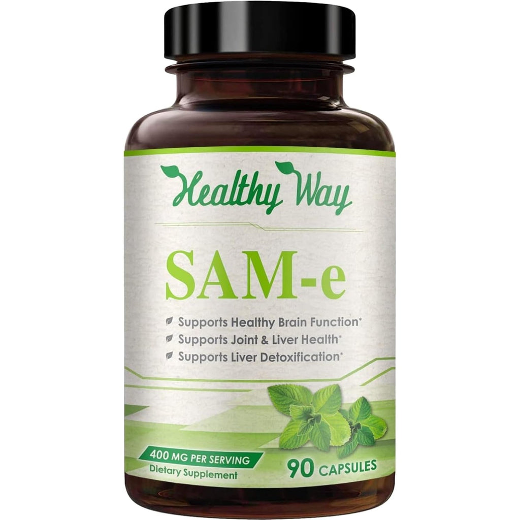 Sam-E 400Mg Capsules - Easy Absorption SAM E Supplement 400Mg from S-Adenosyl-Methionine for Brain Liver and Mood Support - Non-Gmo Gluten Free & Made in Cgmp Facility (90 Servings)