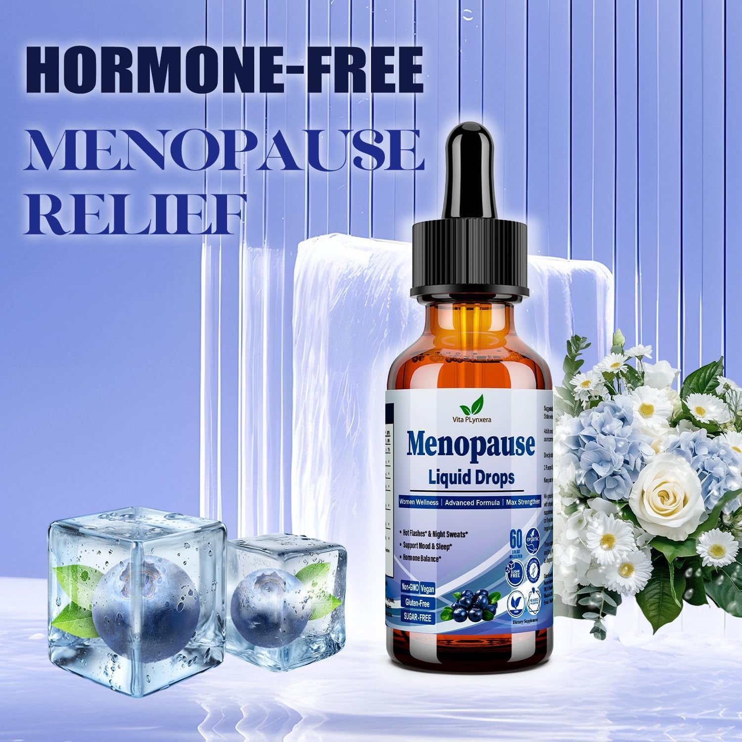 Menopause Supplements Liquid Drops, 8-In-1 Menopause Vitamin W. Black Cohosh, Ashwagandha, D3 B6 Multivitamin for Hot Flash, Night Sweats, Hormone Balance & Mood Support for Women over 40