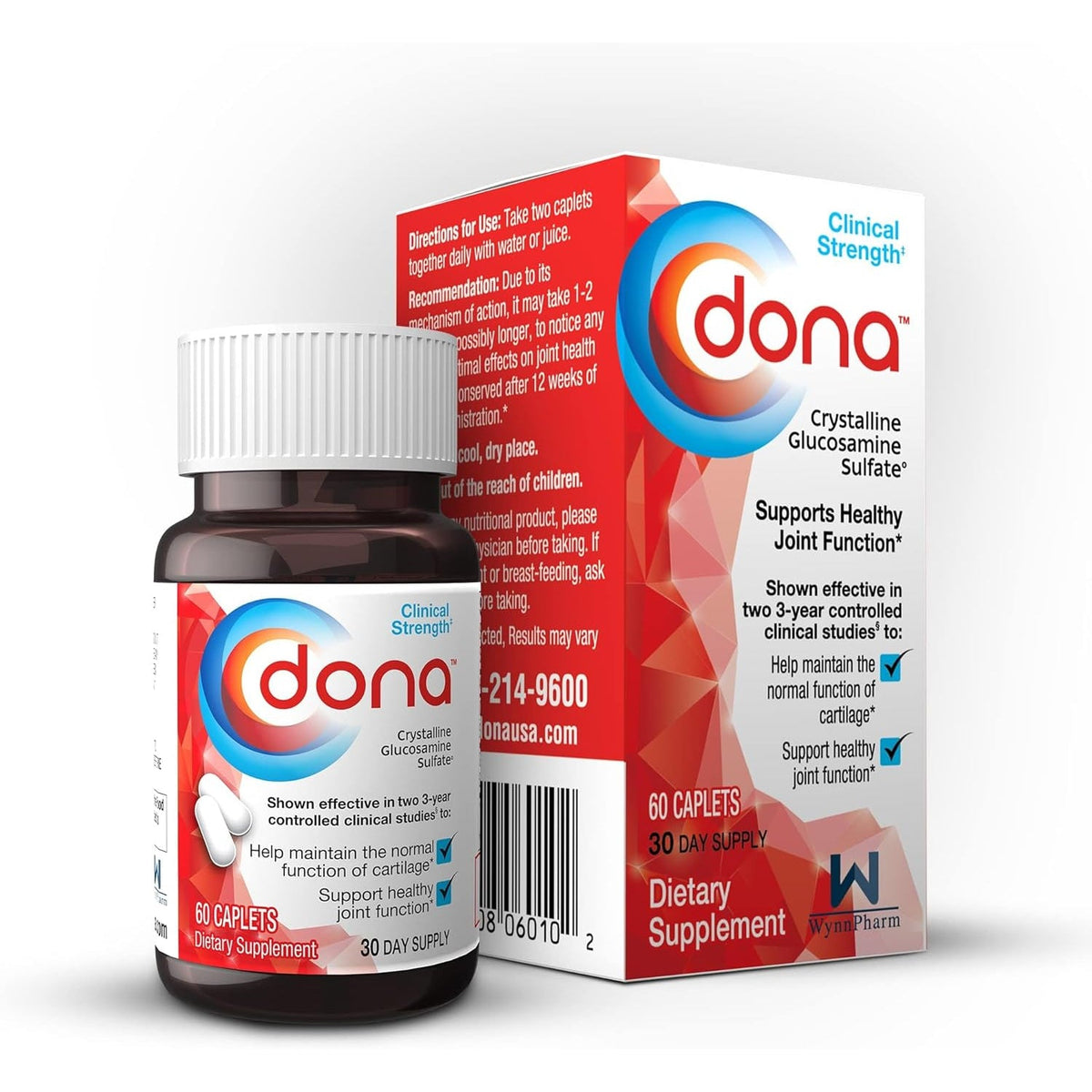 Dona Crystalline Glucosamine Sulfate, 750 Mg, Joint Supplement Pills for Knee Comfort & Joint Health Support, 750 Mg, 60 Count