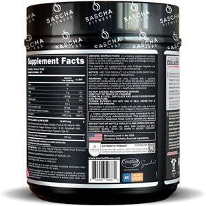 SASCHA FITNESS Hydrolyzed Multi Collagen Peptides Tipes 1,2 & 3 |Hyaluronic Acid|Biotin |Cynatine Hsn|Vitamin C & E |For Hairs, Skin & Bone Support|Strawberry Lemonade