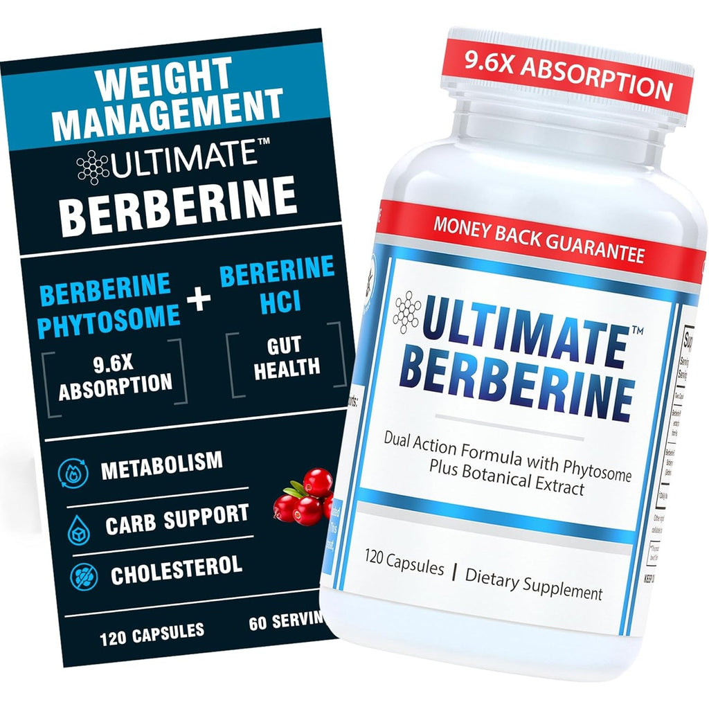 Ultimate Berberine Phytosome for Optimal Metabolic Health after 40, 9.6X Absorption Dual Action Formula for Appetite & Gut Health, Immunity & Cholesterol Support, Clinical Dose & Third Party Tested