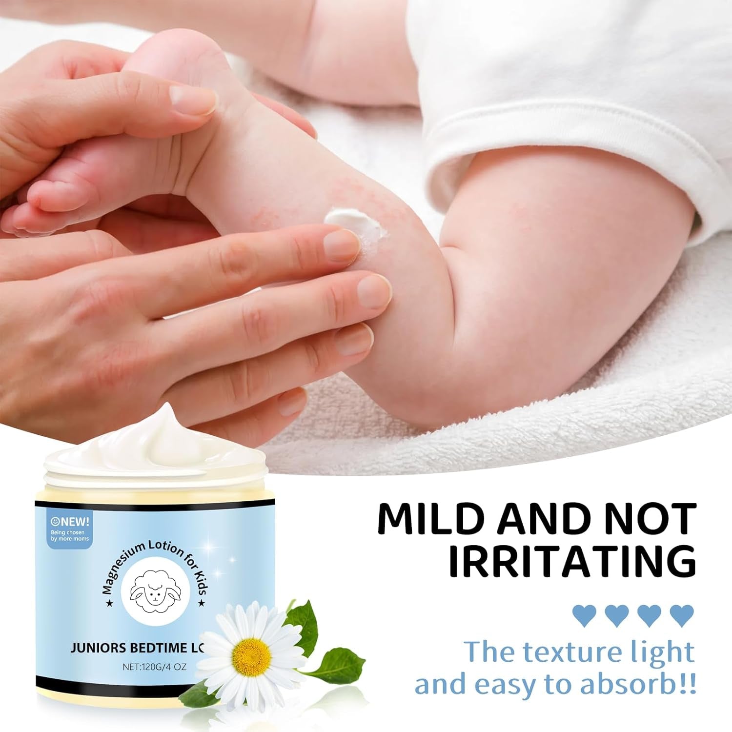 Magnesium Lotion for Kids - Organic Magnesium Lotion for Babies - Soothing Relief & Relaxation - Topical Magnesium Cream Calms Children at Bedtime & Night - without Melatonin (4 Oz)