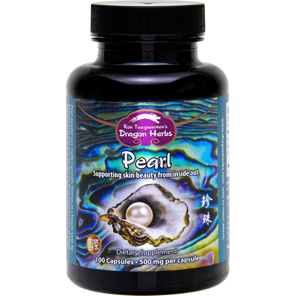 Dragon Herbs Pearl Powder Capsules - Pure Pearl Powder Supplement to Support Skin, Eyes, Nails, Beauty | All Natural Ingredients, Non-Gmo (100 Capsules, 500 Mg per Capsule)