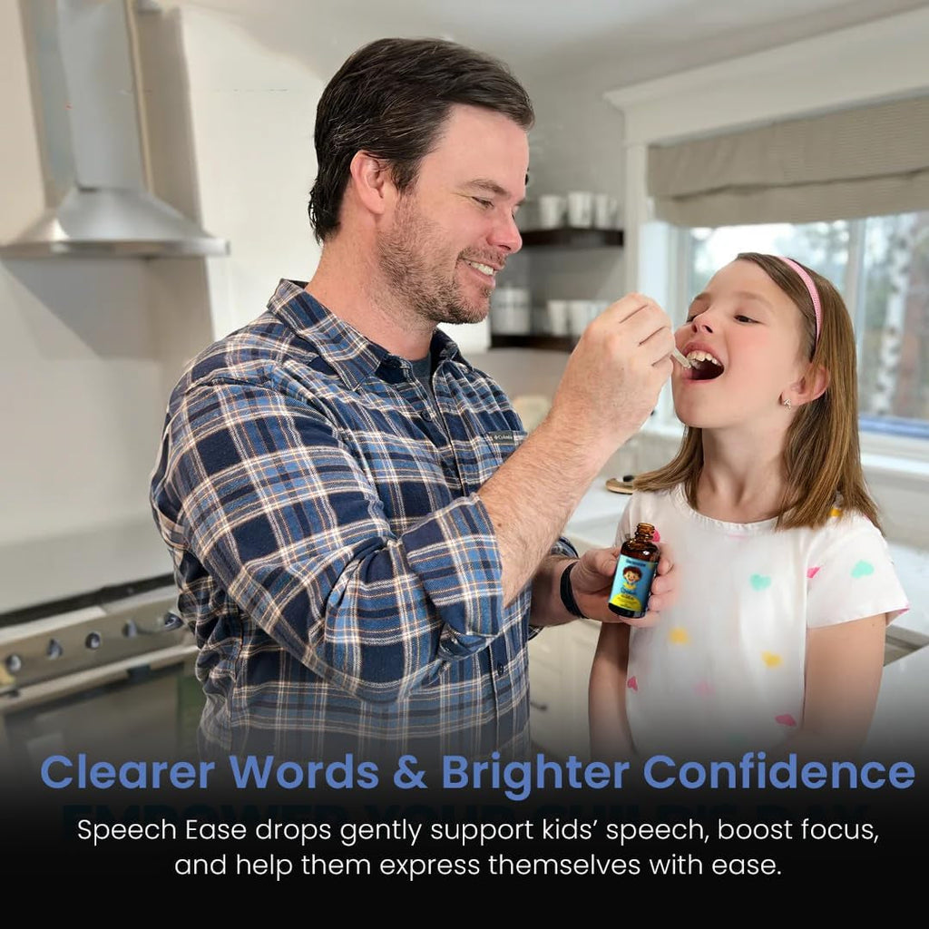Speech Ease Kids Supplement – Natural Speech Support Drops with Vitamin B12, Folate & Vitamin D | Heavy Metal Cleanse for Brain Health, Communication & Confidence | Gluten-Free, Non-Gmo, Made in USA