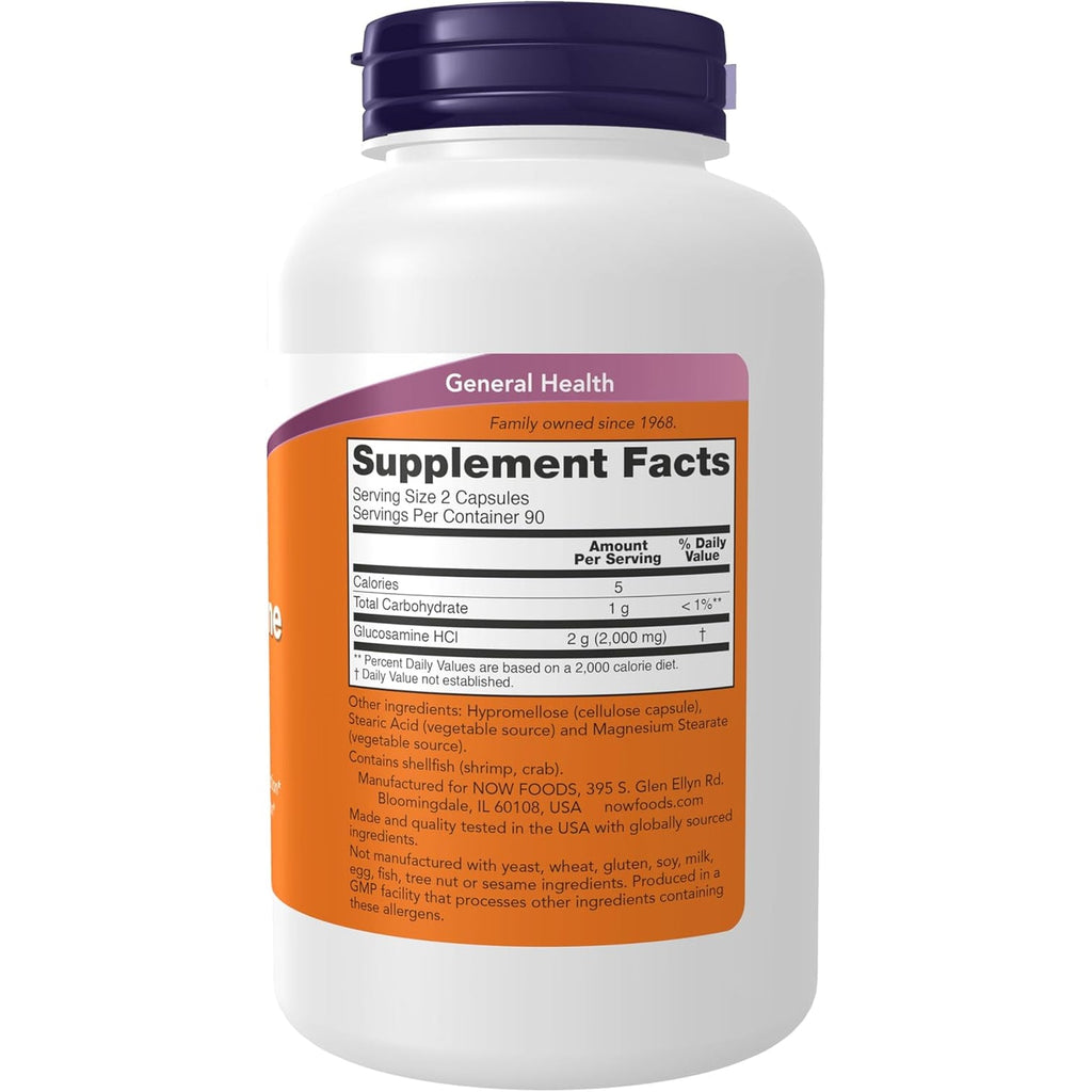 NOW Foods Supplements, Glucosamine '1000', with UL Dietary Supplement Certification, 1 G per Capsule, 180 Veg Capsules