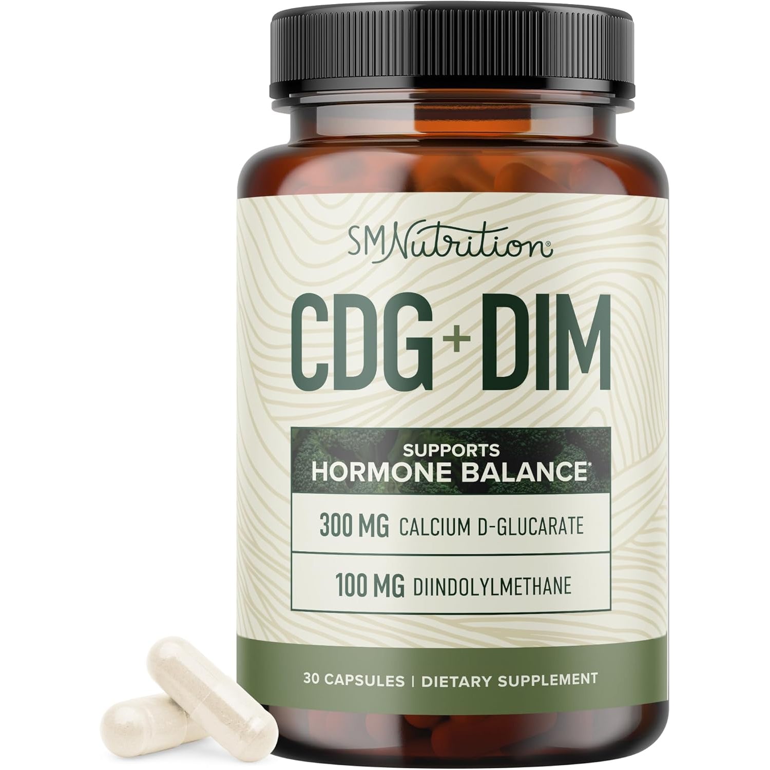 Calcium D-Glucarate with DIM Supplement for Estrogen Detox & Hormone Balance for Women & Men | Detox & Cleanse, Hormonal Acne, Menopause & CDG for Liver Support | Non-Gmo, Third-Party Tested | 30Ct