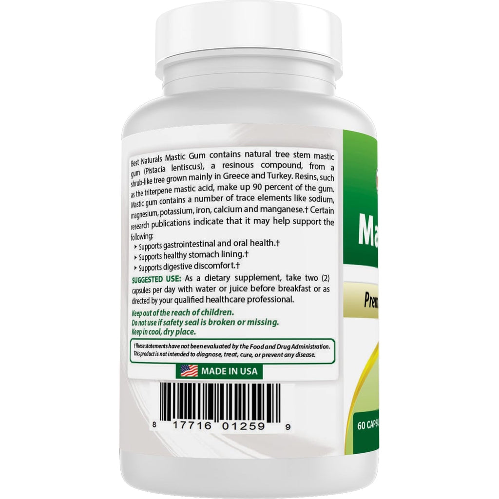 Best Naturals Mastic Gum 500 Mg 60 Capsules