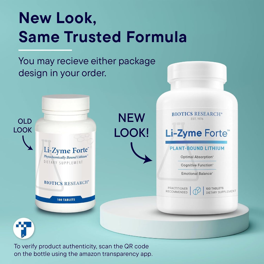 Biotics Research Li Zyme Forte Plant-Sourced, Phytochemically Bound Lithium, Supports Brain Function, Memory and Mood Support,100 Tablets