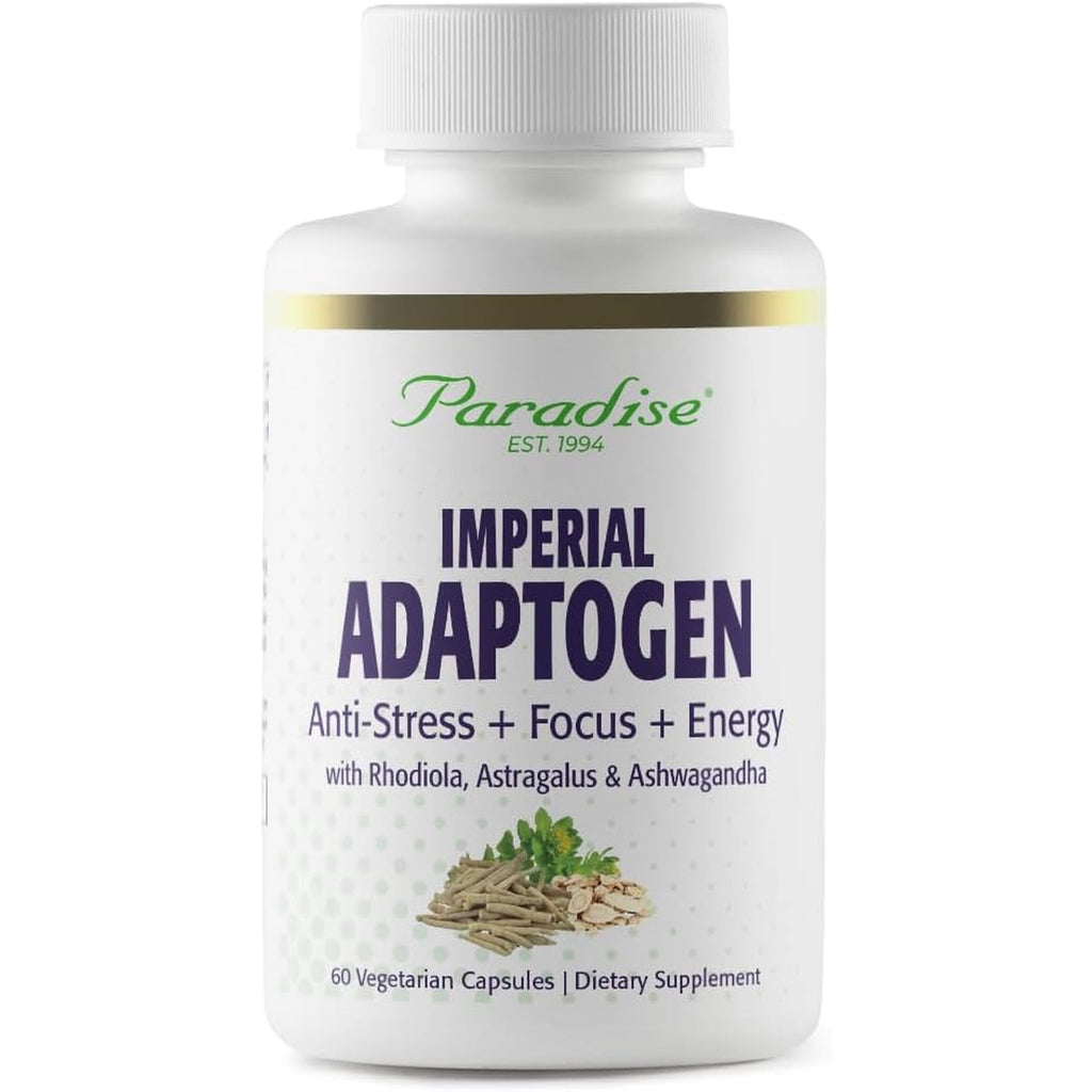 Paradise Herbs, Imperial Adaptogens, with Ashwagandha, Astragalus, Rhodiola, Proprietary Adaptogen Blend for Stress Support, Focus & Energy, 60 Vegetarian Capsules