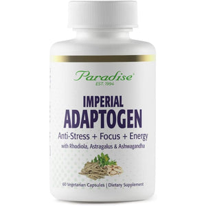 Paradise Herbs, Imperial Adaptogens, with Ashwagandha, Astragalus, Rhodiola, Proprietary Adaptogen Blend for Stress Support, Focus & Energy, 60 Vegetarian Capsules