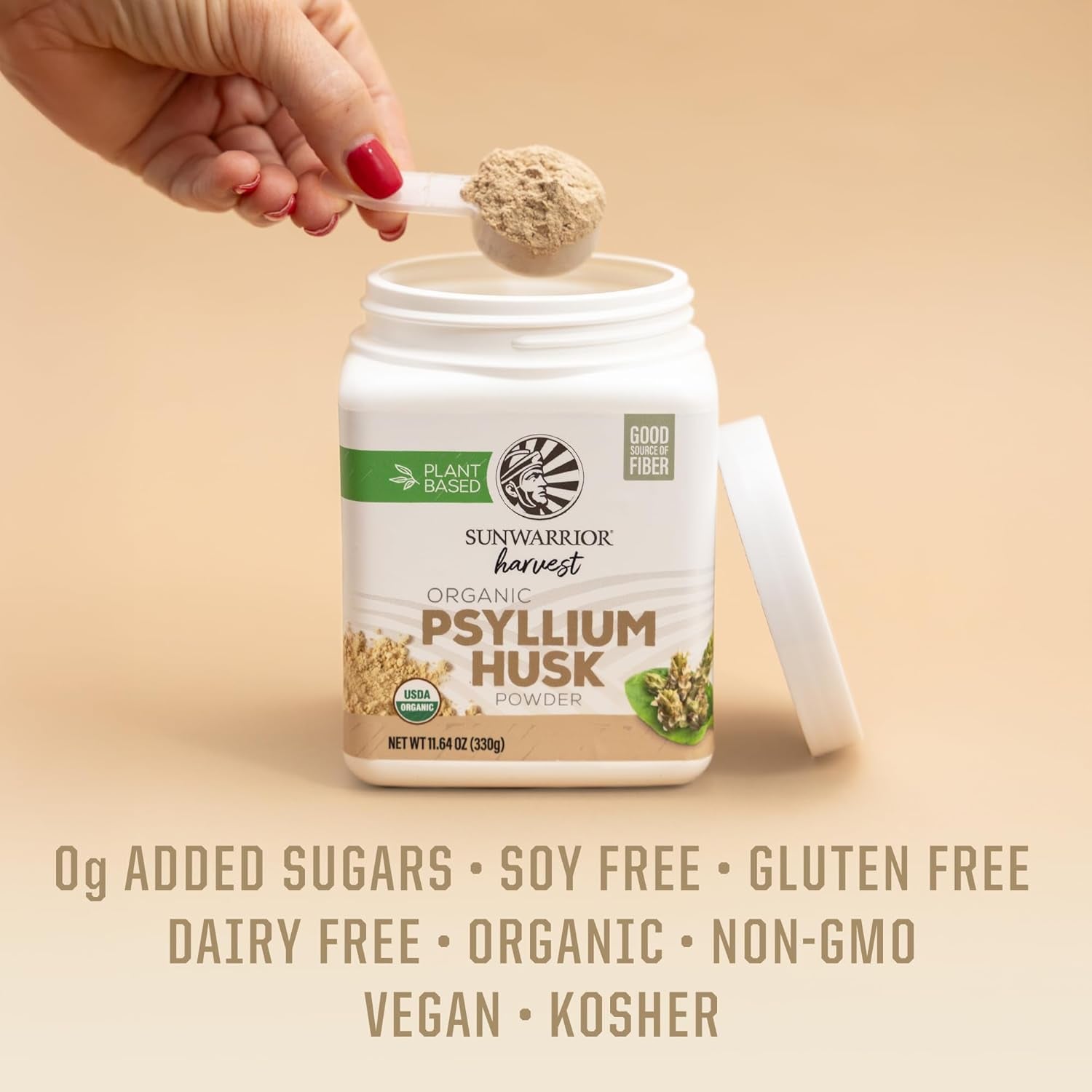 Sunwarrior Organic Psyllium Husk Powder – Plant-Based Fiber for Gut Health & Regularity – Supports Digestion & Satiety – Certified Organic, Gluten-Free, Non-Gmo, Keto-Friendly – 11.6 Oz