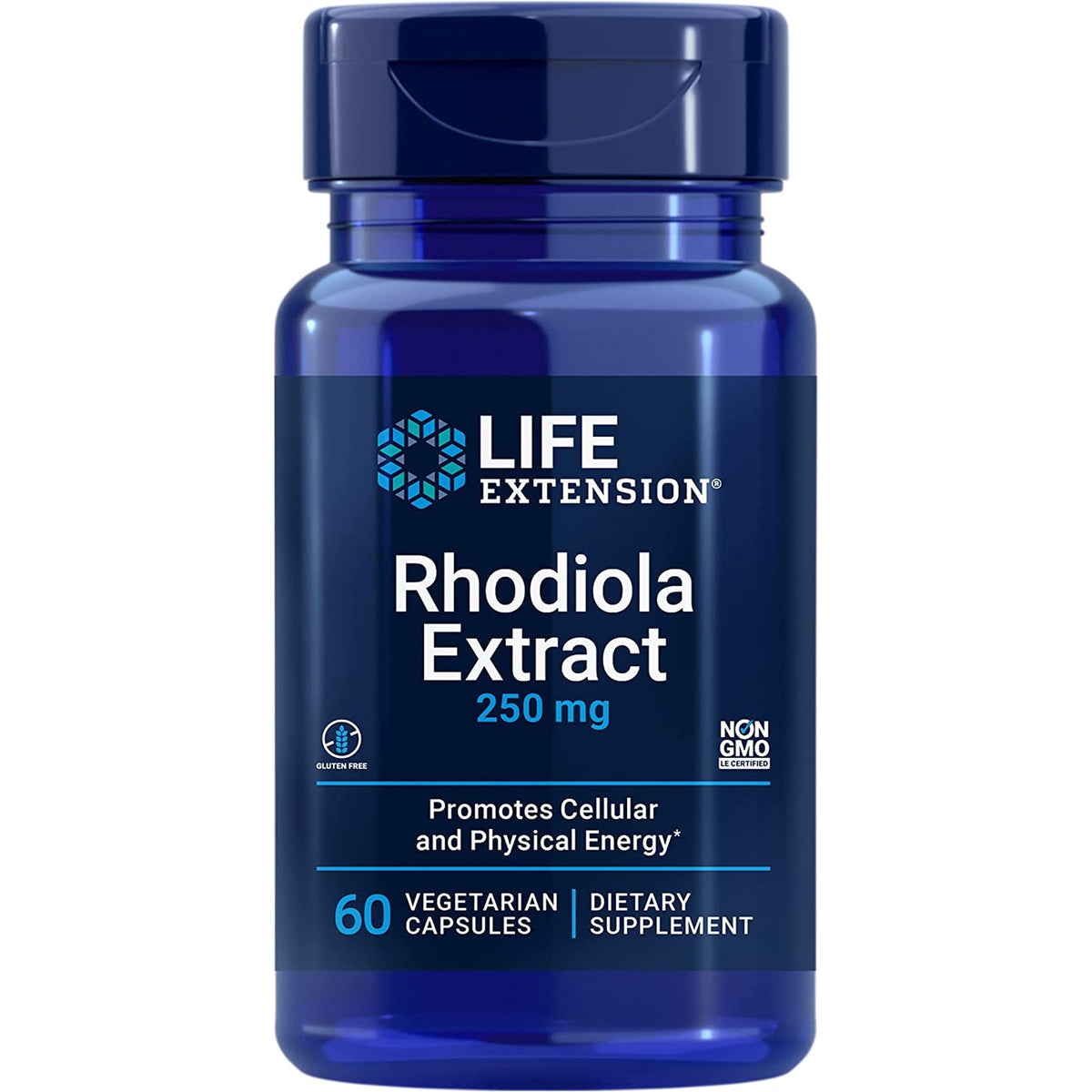 Life Extension Rhodiola Extract, Rhodiola Rosea Supplement, Standardized Extract, Promotes Physical and Mental Performance, Gluten-Free, Non-Gmo, Vegetarian, 250 Mg, 60 Capsules