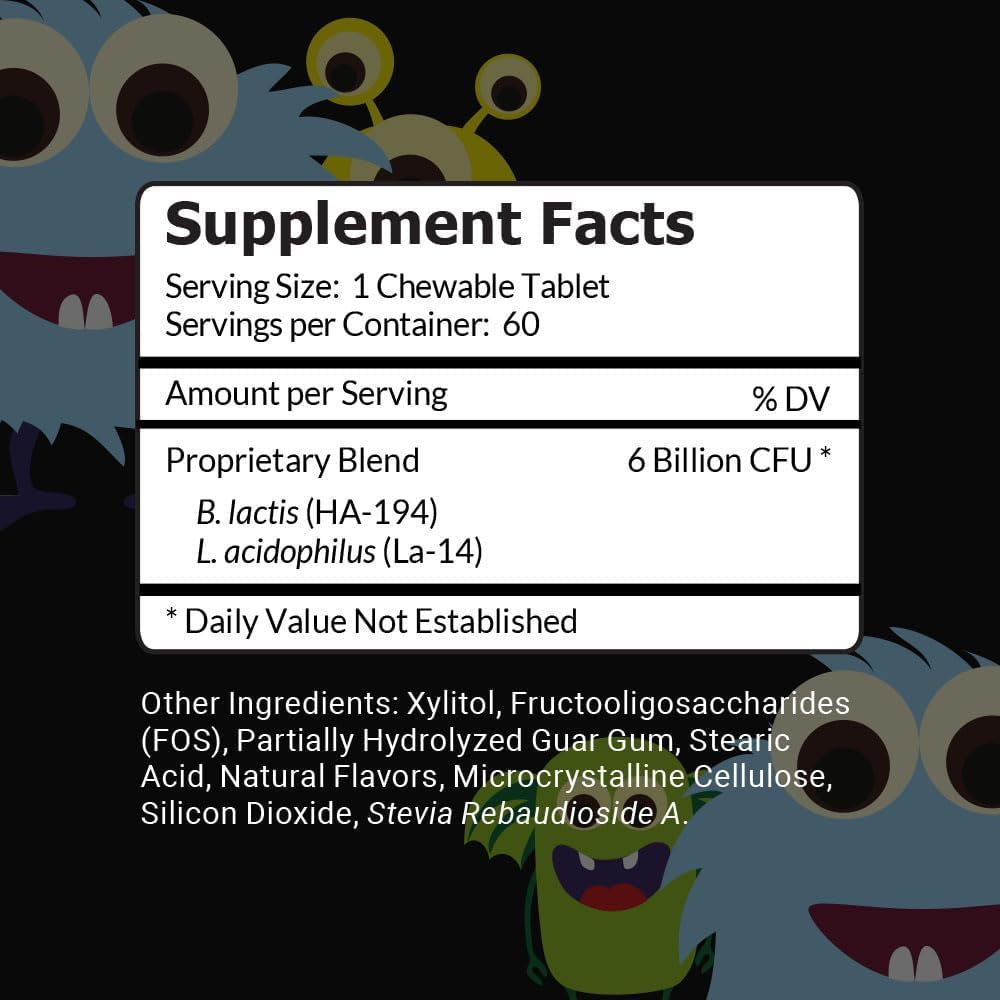 Intelligent Labs Kids/Children Probiotics 6 Billion CFU with Prebiotics, PHGG & FOS, Once-Daily Chewable, Great Taste, 10X Effectiveness, 60-Day Supply, Third-Party Verified
