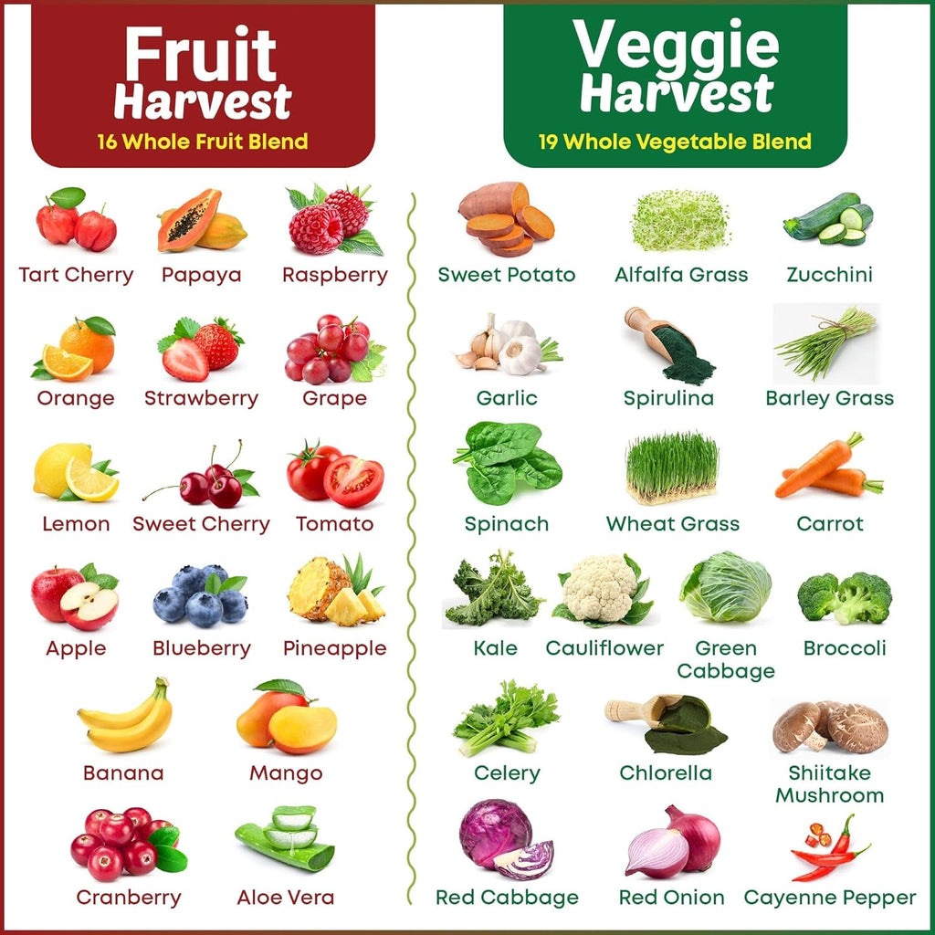 Fruits and Vegetables Supplements – 2 Pack Combination Fruit & Veggies Supplement – Whole Food Vitamins & Minerals for Adults – Superfood Veggie Vitamins for Adults (180 X 2, 360 Ct)