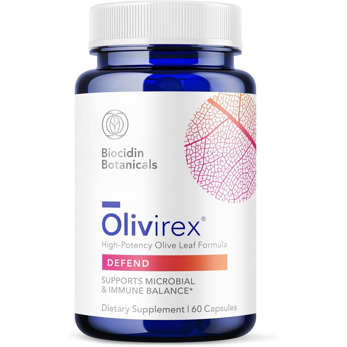 Biocidin Olivirex - Oleuropein Olive Leaf Extract Capsules - High Potency, 18% Oleuropein - Promote Microbial & Immune Support - Professional-Grade Botanical Blend for Detox & Wellness (60 Capsules)