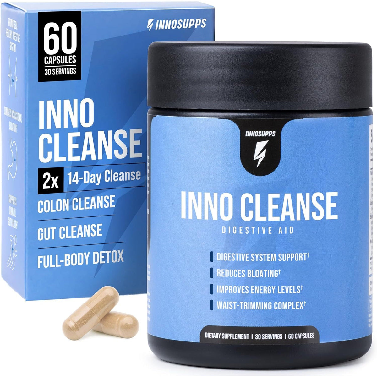 Innosupps Inno Cleanse 14 Day Colon & Detox Flush, Waist Trimming Complex, Gut Cleanse, Digestive System Support, Stool Softener & Reduced Bloating & Occasional Constipation Relief