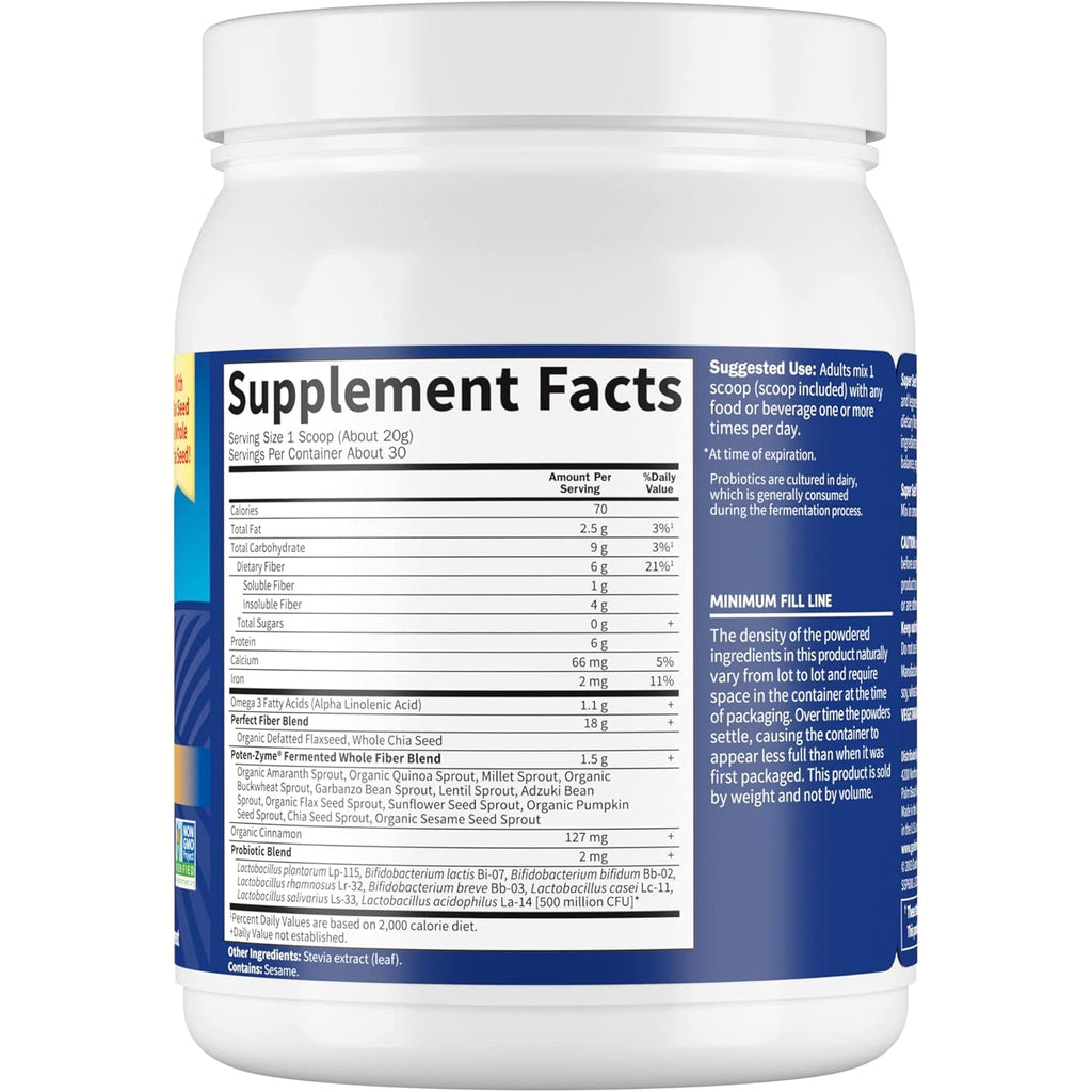 Garden of Life Super Seed - Vegetarian Whole Food Fiber Supplement with Protein and Omega 3, 5Oz (600G) Powder