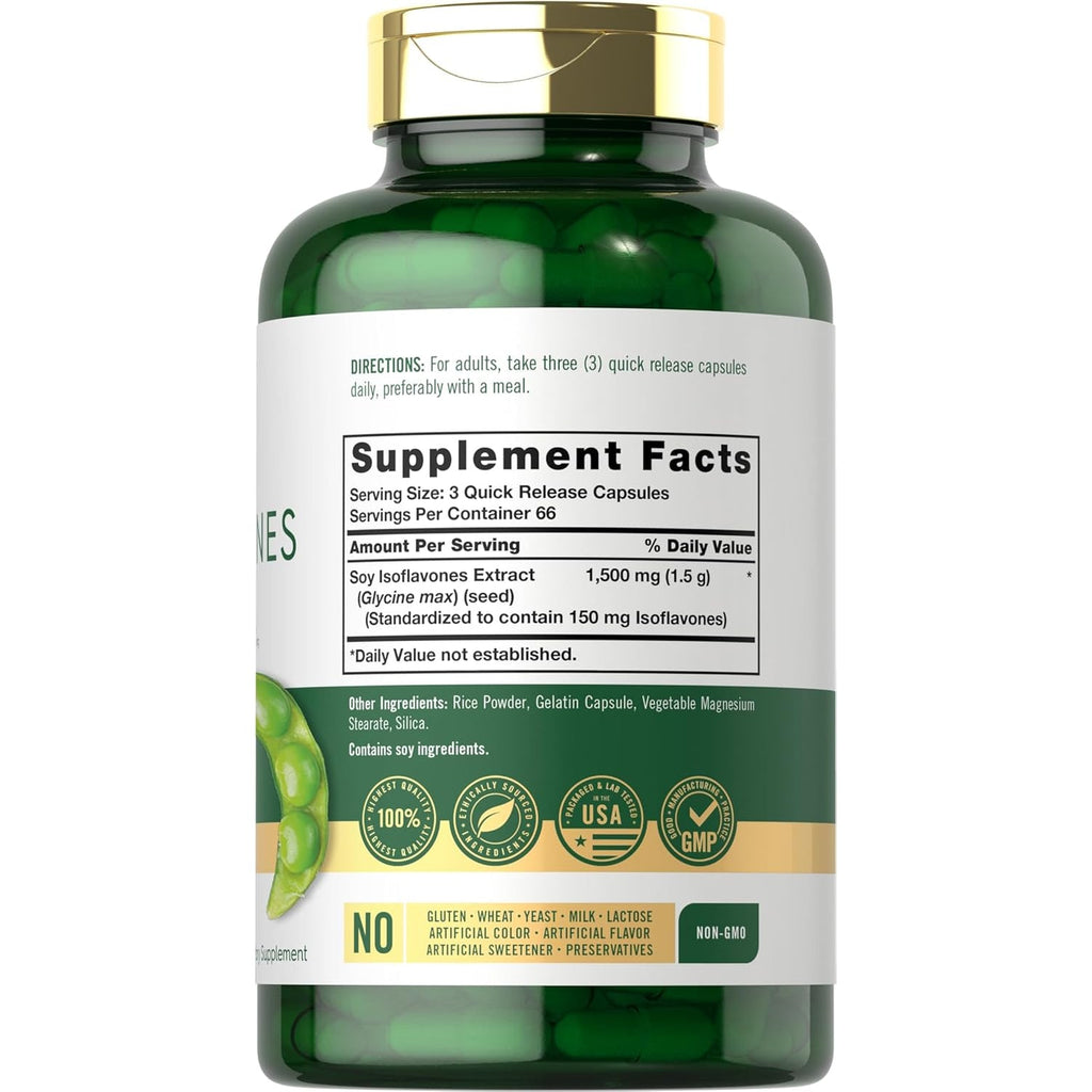 Carlyle Soy Isoflavones Supplement | 200 Capsules | Non-Gmo and Gluten Free Formula for Men and Women