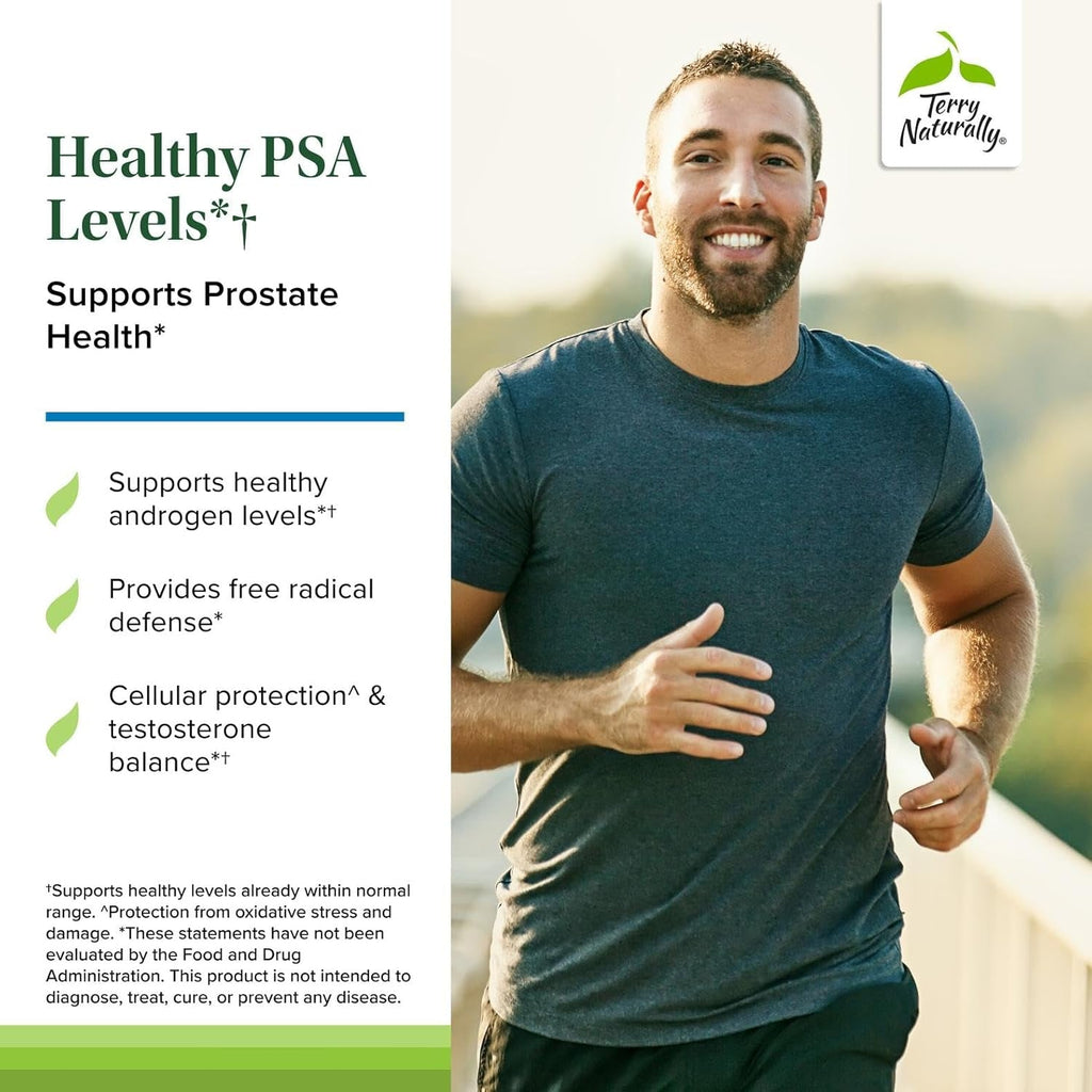 Terry Naturally Healthy PSA Levels - Dietary Supplement for Healthy Prostate & Hormone Balance Support - Herbal Supplement with Curcumin, Turmeric Essential Oil & Grape Seed Extract - 60 Softgels