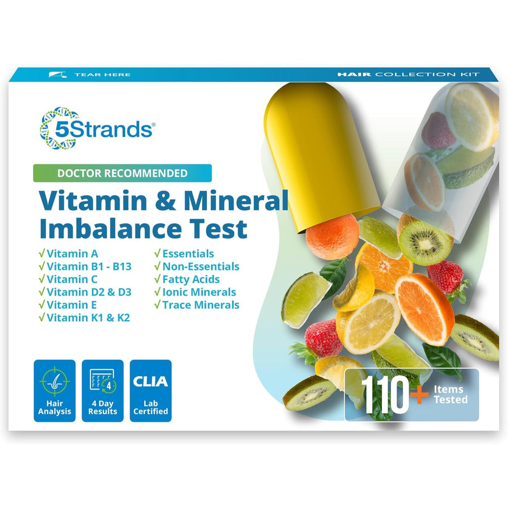 5Strands Nutrition Test, 112 Vitamins, Minerals, Amino Acids Tested, Identify Nutrient Absorption Issues, Holistic at Home Imbalance Testing, Results in 4 Days