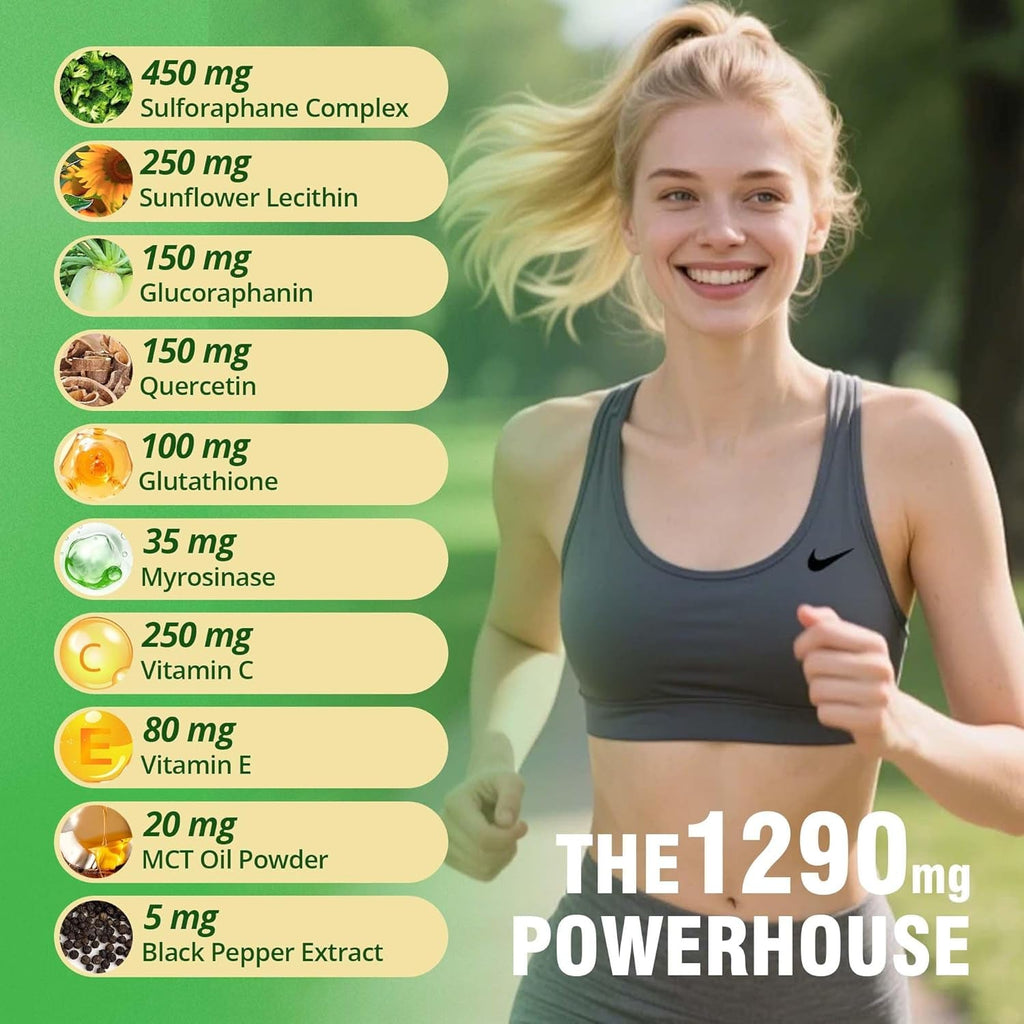 Liposomal Sulforaphane Supplement 450Mg | Broccoli Sprout & Seed Extracts, Glucoraphanin, Myrosinase, Glutathione & Sunflower Lecithin | Antioxidant Detox & Cellular Health | Sugar-Free, 60 Gummies