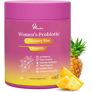 Her Juicy Women'S Probiotic Gummies: Supports Women’S Wellness & Ph Balance, Clean Vegan, Pineapple Flavor, Prebiotics & Lactobacillus Blend, with Slippery Elm, Gut Health & Immune Defense, 60 Gummies