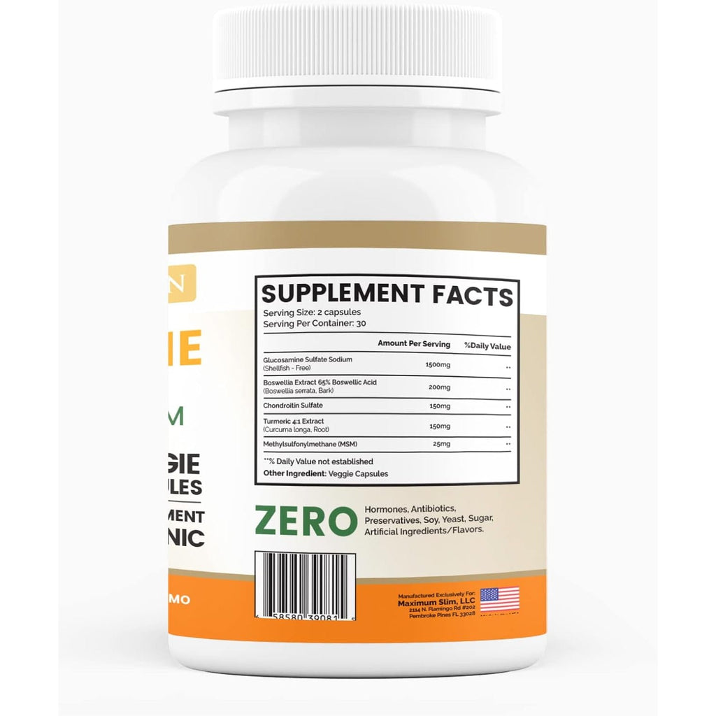 Glucosamine Chondroitin with Turmeric & MSM – Mobility & Flexibility Support – 60 Veggie Capsules