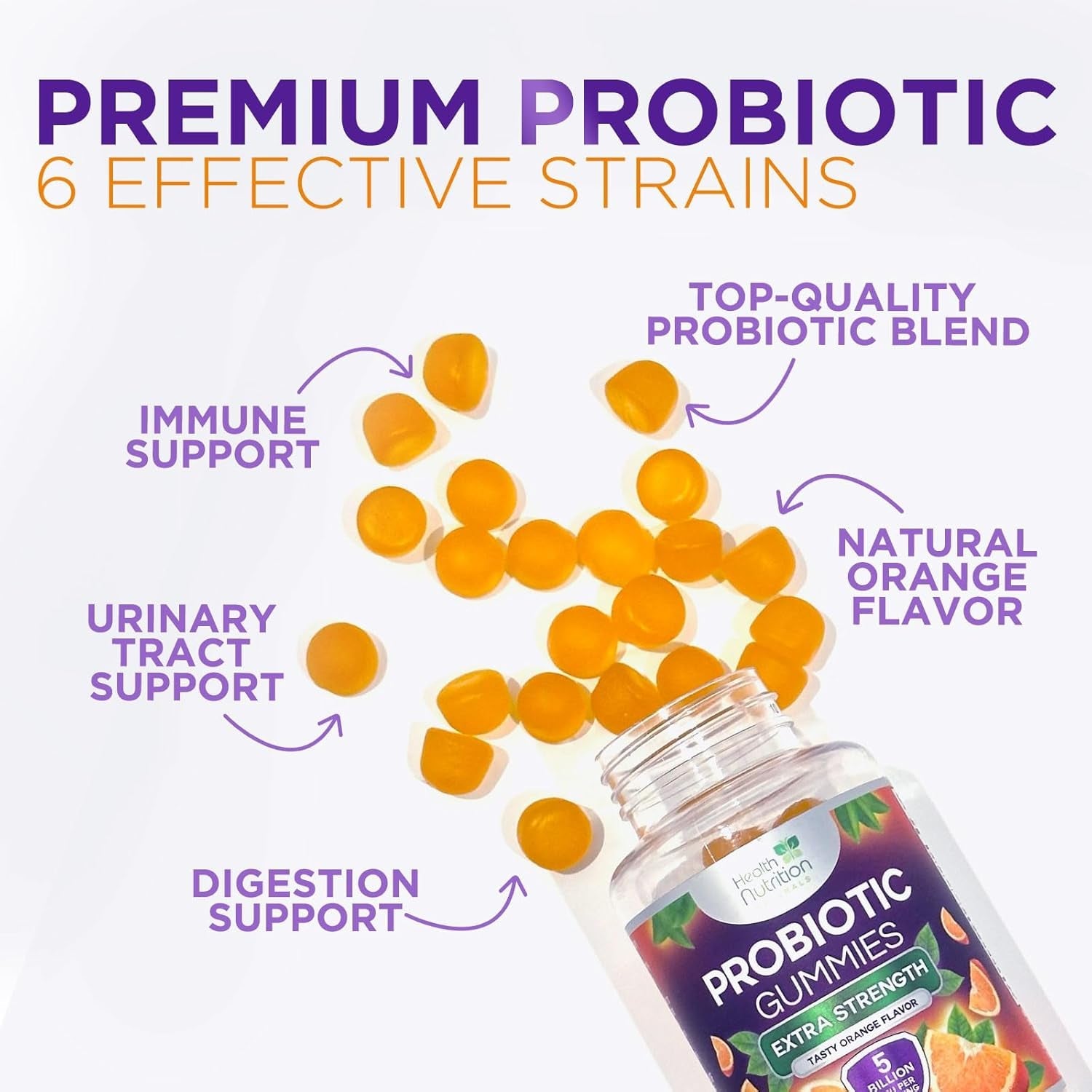 Probiotic Gummies for Women & Men - Advanced Multi-Strain Probiotic Formula - Gut & Digestive Health Support Gummy for Occasional Bloating - Daily Acidophilus Probiotics Supplement - 60 Gummies