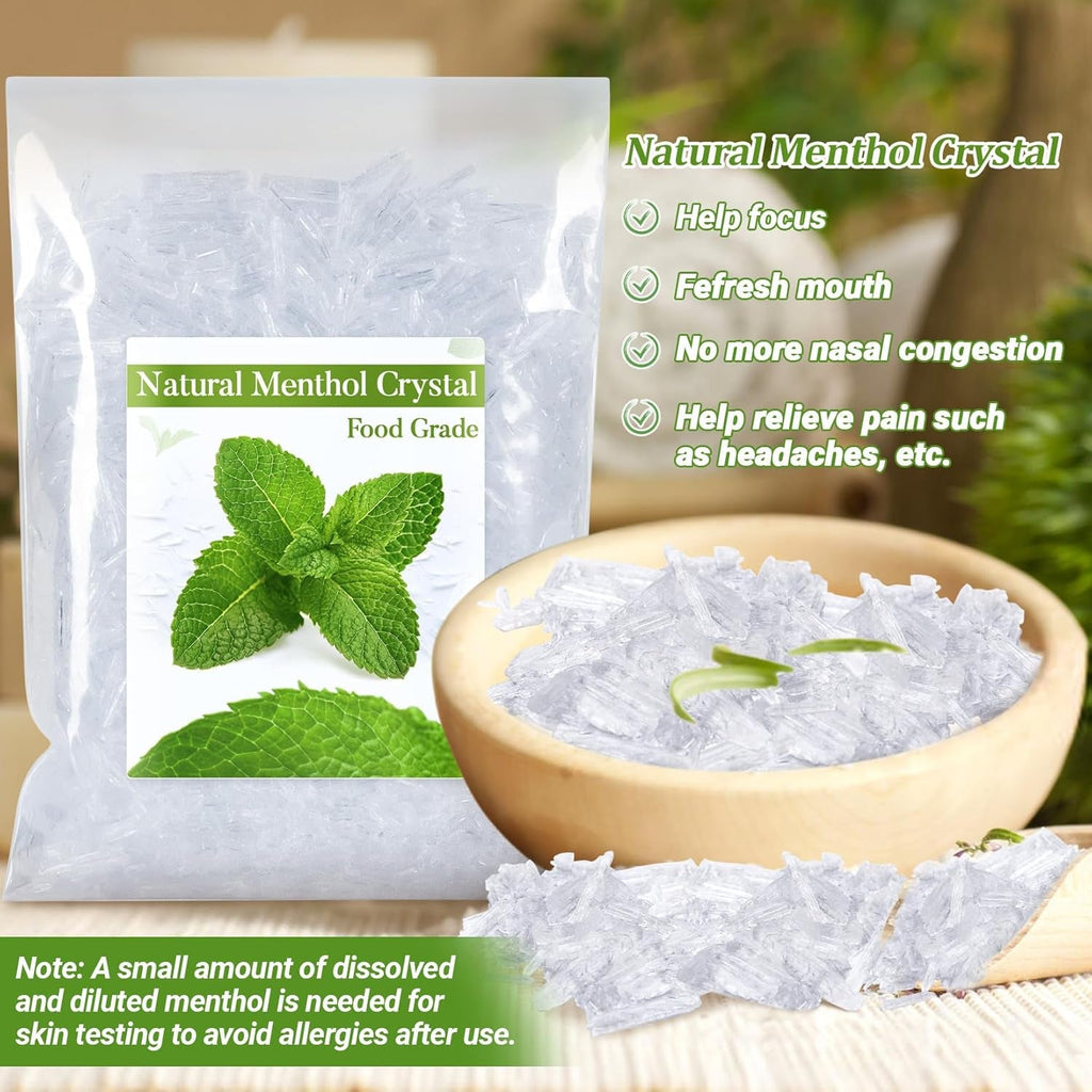 MAQIHAN 2Oz Menthol Crystal Bulk - Menthol Crystals Organic Mentol Cristal for Shower Steamer Aromatherapy Vapo Tablet Making Colds Restore Congestion Relief Peppermint Essential Oil Making