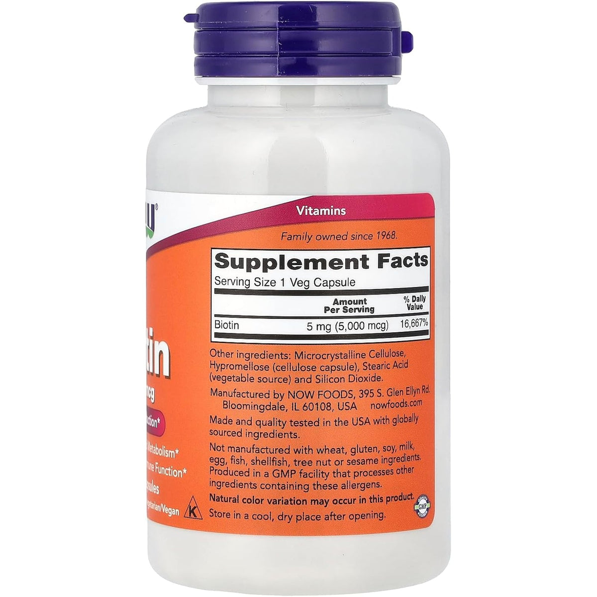 Now Foods Biotin 5 MG Vegetarian Capsules, 120 Count