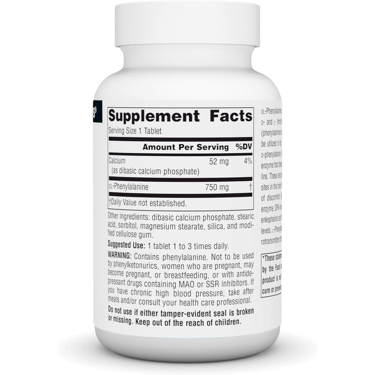 Source Naturals DLPA Dl-Phenylalanine* - 750 Mg - 60 Tablets
