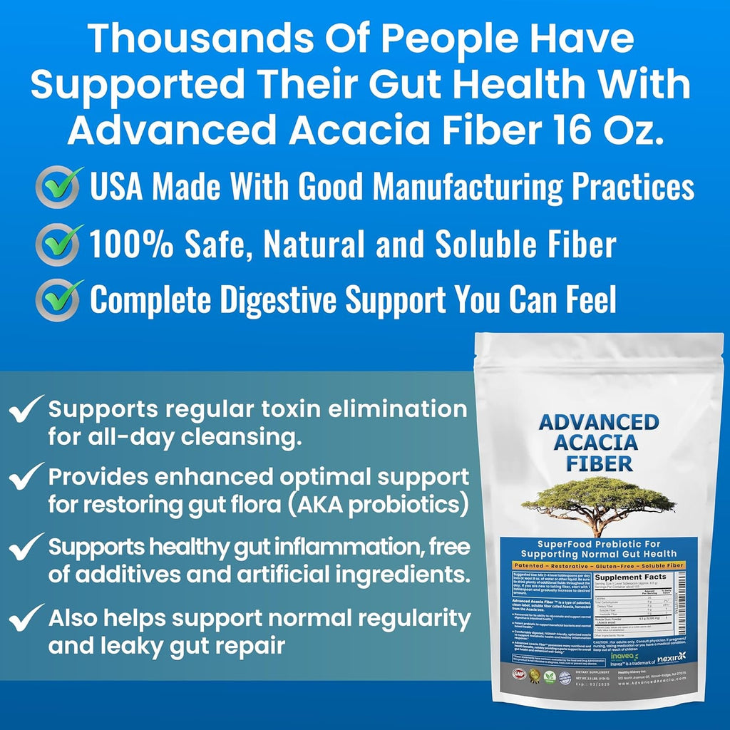 Advanced Acacia Fiber Powder 2.5 Ibs (40Oz) Organic Soluble Fiber Leaky Gut Repair Powder. Natural Supplement Prebiotic for Gut Repair
