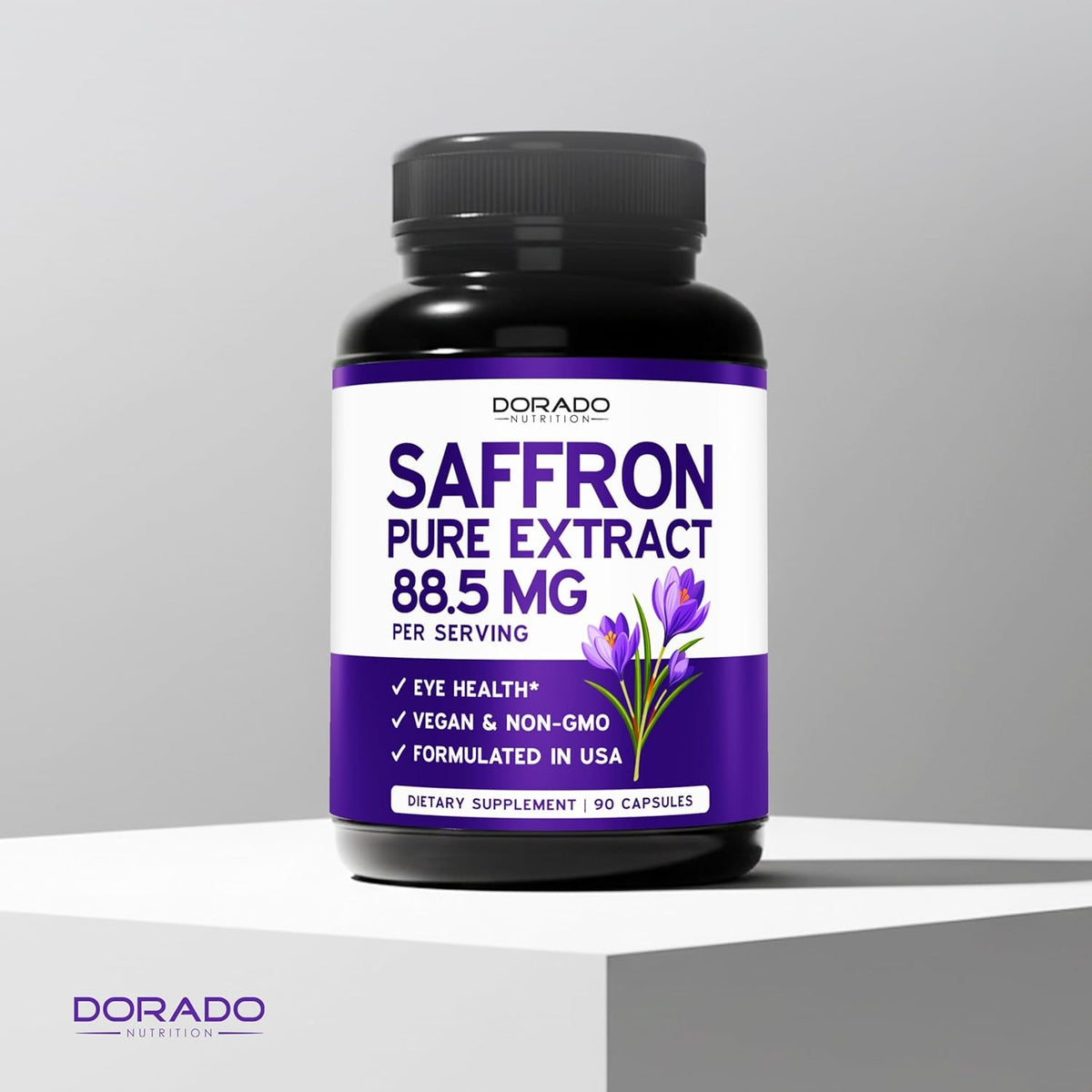 Saffron Supplements for Mood, Energy & Vision Support (3 Month Supply) Pure Saffron Extract 88.5Mg per Serving - Vegan Safe, Gluten Free, Third Party Tested & Non GMO - USA Made (90 Veggie Capsules)