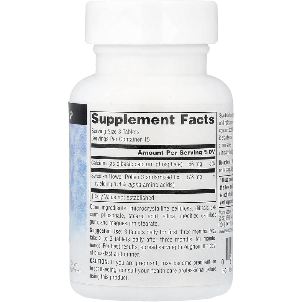 Source Naturals Swedish Flower Pollen Extract Supplement, Supports Prostate Function and Healthy Urine Flow* - 45 Tablets