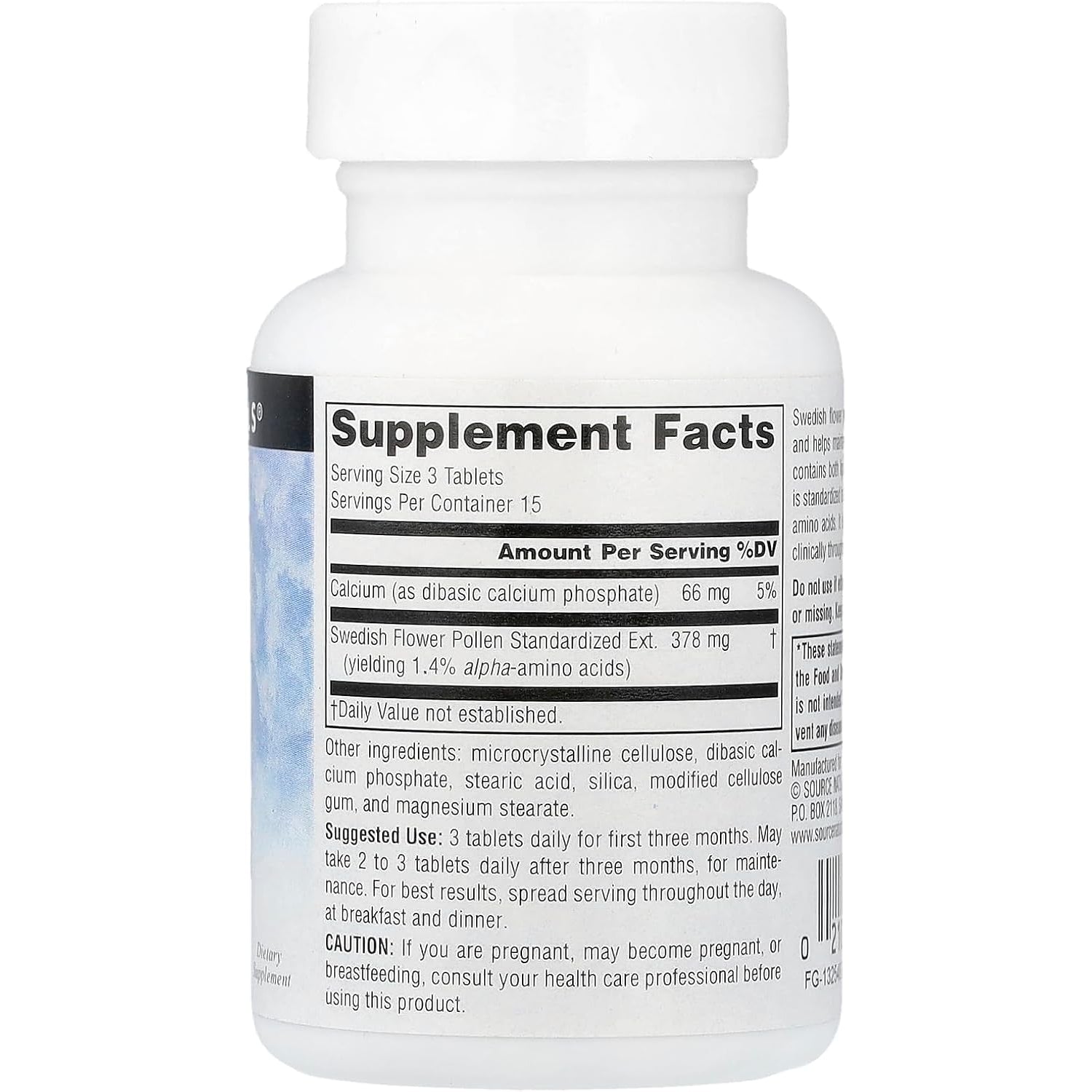 Source Naturals Swedish Flower Pollen Extract Supplement, Supports Prostate Function and Healthy Urine Flow* - 45 Tablets
