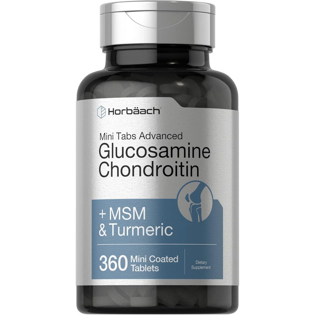 Horbäach Glucosamine Chondroitin MSM Turmeric | 360 Mini Coated Tablets | Advanced Glucosamine Formula | Non-Gmo and Gluten Free Supplement