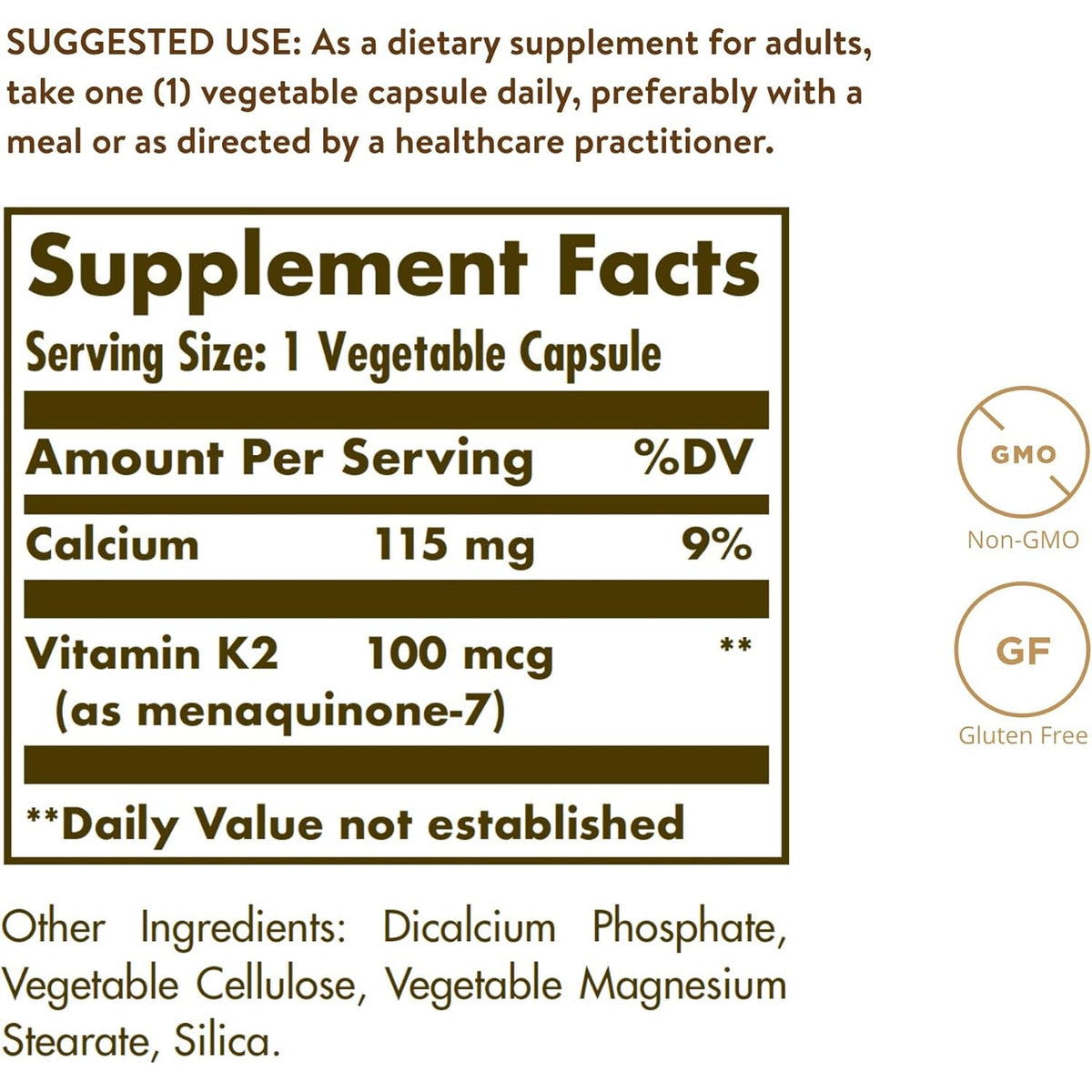 Solgar Naturally Sourced Vitamin K2 (MK-7) 100 Mcg - 50 Vegetable Capsules - Supports Bone Health - Whole Food Source from Natto Extract - Non-Gmo, Gluten Free - 50 Total Servings