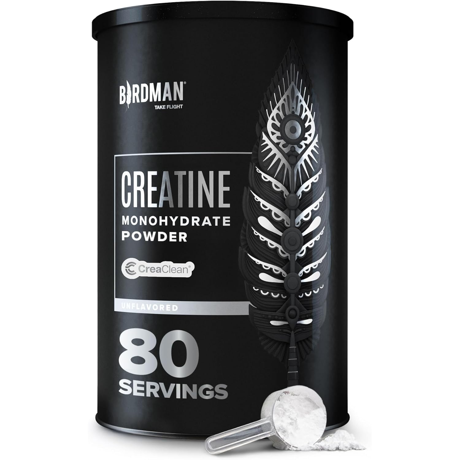 BIRDMAN Micronized Creatine Monohydrate Powder, Muscle Recovery, Caffeine Free, Creatine Pre Workout, Vegan, Post Workout, Gluten Free, Sugar Free | 80 Servings (5 Grams Each) | 0.8Lb