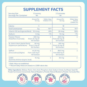 Saffron Gummies for Kids - Saffron with GABA, Passion Flower & St Johns Wort, Sugar Free, Support Mood & Focus Calm Gummies, Natural Berry Flavor (60 Gummies)