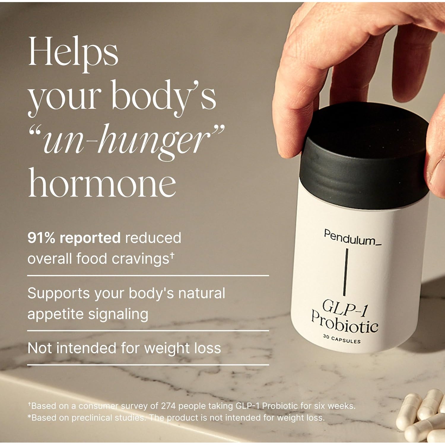 Pendulum GLP-1 Probiotic – Supports Appetite Control and Craving Management, Naturally | Improves Regularity & Gut Health with Akkermansia & Other Strains (30 Capsules)