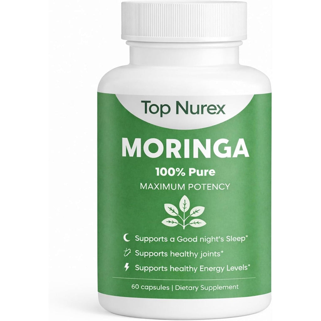 Moringa Capsules, Natural Green Superfood Supplement for Sustained Energy, Immune Support & Digestive Wellness, Non-Gmo, Vegan, 60 Capsules
